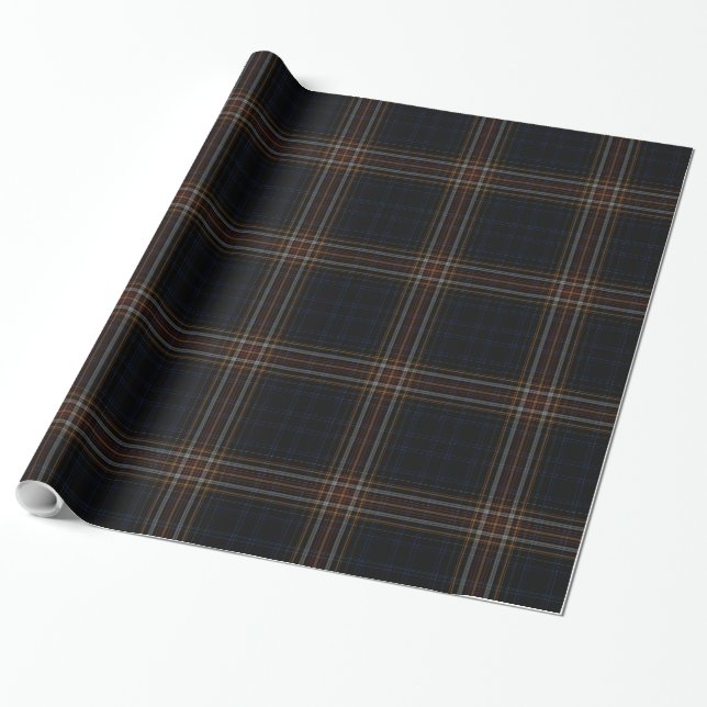 Black Red Tartan Plaid Wrapping Paper (Unrolled)
