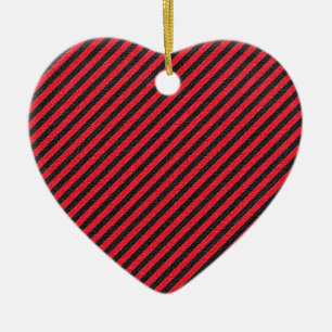 Black Red Thin Diagonal Stripes Ceramic Tree Decoration