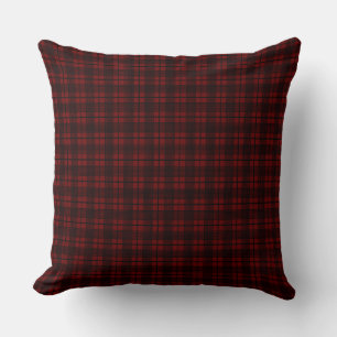 Black Red Thin Glen Plaid Pattern Cushion