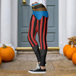 Black Red Vertical Stripe Pirate Belt Halloween Leggings<br><div class="desc">Customise to change secondary colour and increase or decrease size of black stripe pattern. Pirate belt and sash with faux boots.</div>