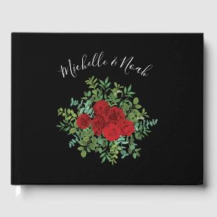 Black Red Wedding Gothic Roses Guest Book