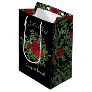 Black Red Wedding Gothic Roses Medium Gift Bag
