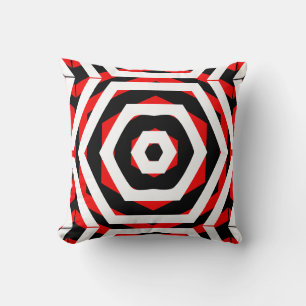 Black, red, white  abstract pattern solid back cushion
