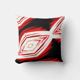 Black, red, white  abstract pattern solid back cushion