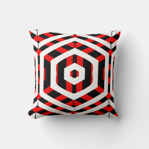 Black, red, white  abstract pattern solid back cushion