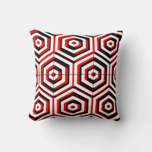 Black, red, white  abstract pattern solid back cushion