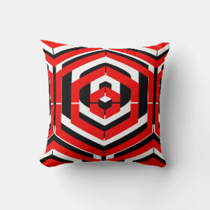 Black, red, white  abstract pattern solid back cushion