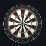 Black, red, white and green dartboard<br><div class="desc">A trendy modern design with black,  white,  red,  and green,  geometric shapes.</div>