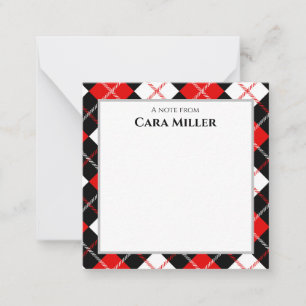 Black Red White Argyle Personalised Card