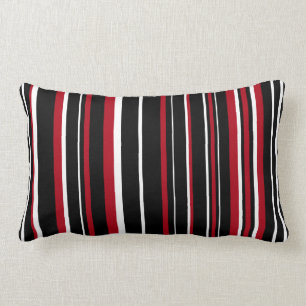 Black, Red, White Barcode Stripe Lumbar Cushion