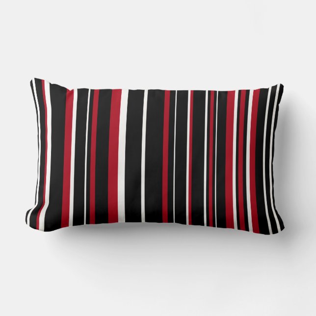Black, Red, White Barcode Stripe Lumbar Cushion (Front)
