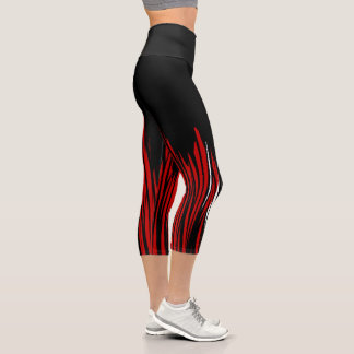 Black Red White Capris 