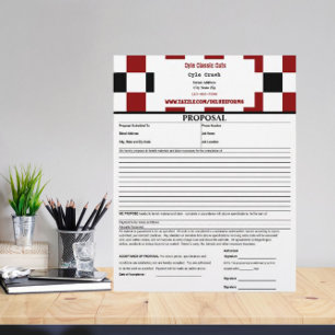Black Red White Chequered Proposal Form Custom Letterhead