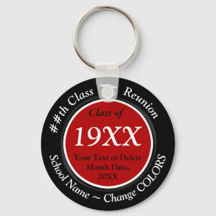 Black Red White Custom Class Reunion Gifts, Favour Key Ring