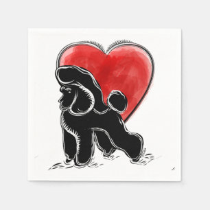Black Red White cute Poodle Dog Napkin