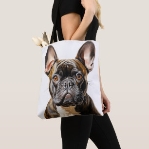 BLACK RED WHITE FRENCH BULLDOG DOG TOTE BAG