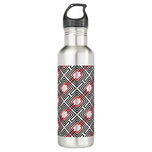 Black Red & White Geometric 710 Ml Water Bottle