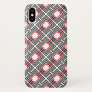 Black Red & White Geometric iPhone X Case