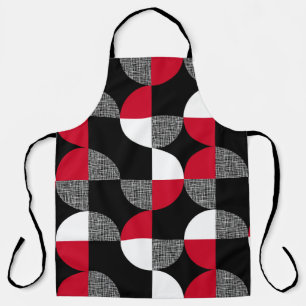 Black, red, white geometric plaid pattern. apron