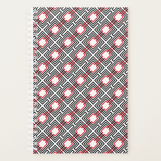 Black Red & White Geometric Planner (Front)
