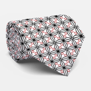 Black Red White Geometric White Tie