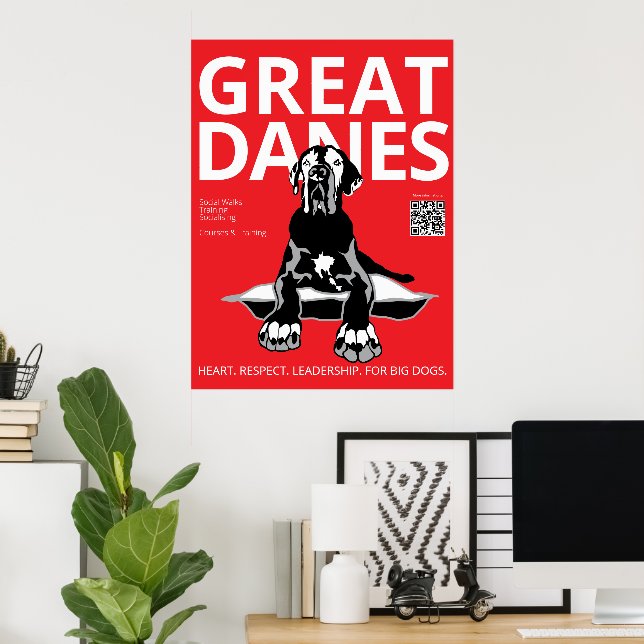 Black Red White Great Dane Trainer  Poster (Home Office)