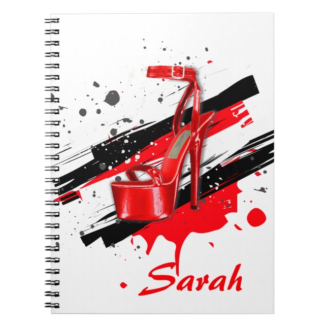 Black, Red & White Hot High Heels Notebook (Front)