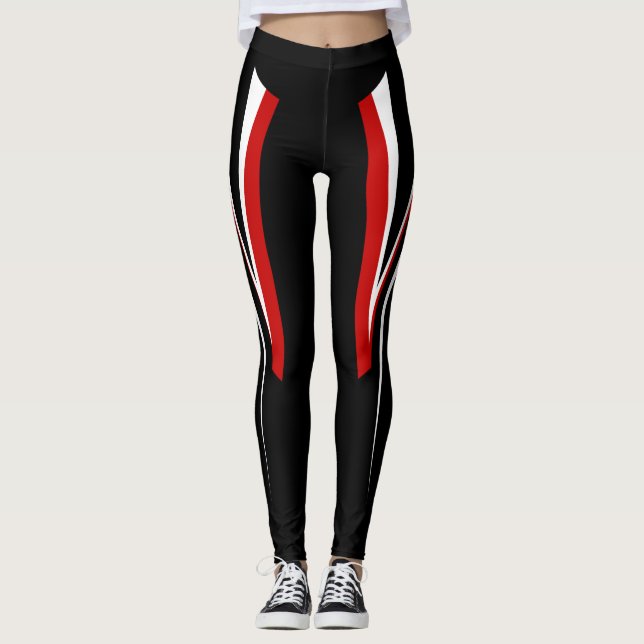 Black Red White Leggings (Front)