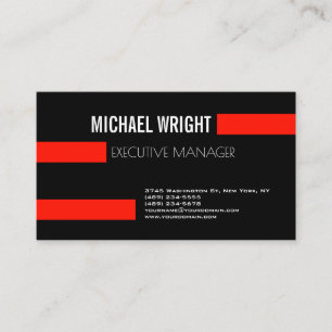 Black Red White Modern Plain Simple Minimalist Business Card