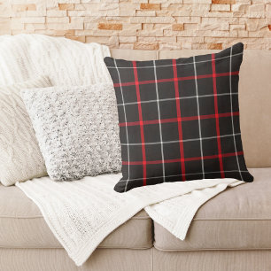 Black, Red & White Plaid Throw Pillow