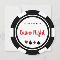 Black Red White Poker Chip Casino Night