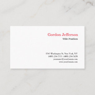 Black Red White Professional Simple Business Card