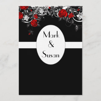 Black Red White Rose Wedding Invitation