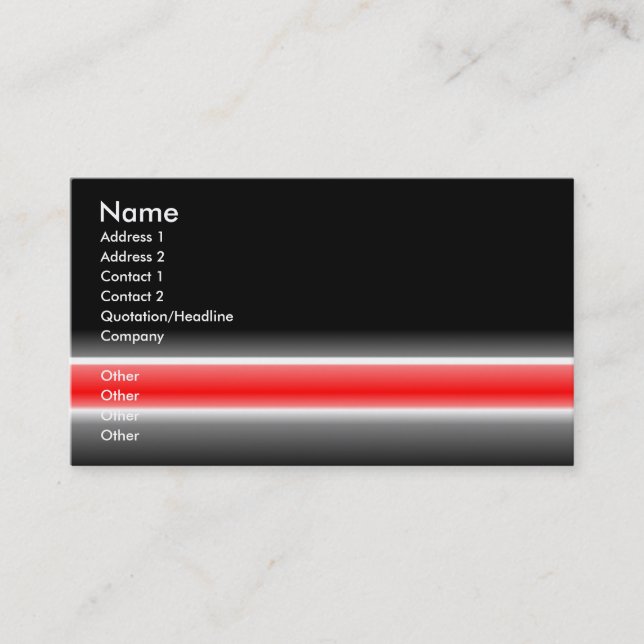 Black/Red & White Striped Design Business Card (Front)