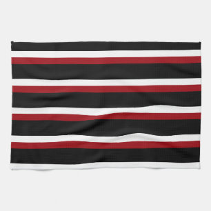 Black Red White Striped Kitchen Towel