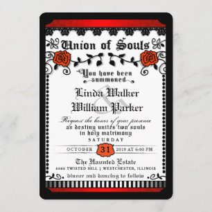 Black Red White Union of Souls Wedding Invitation