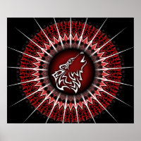 Black Red Wolf Tribal Animal