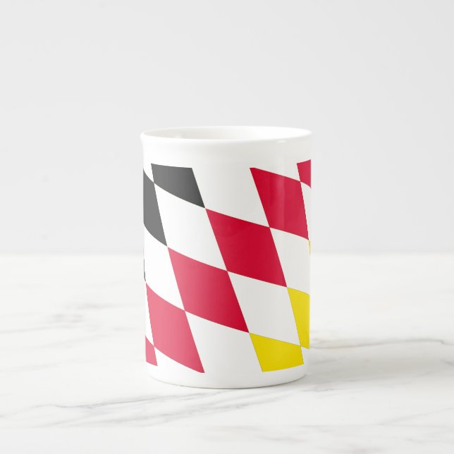 Black Red Yellow Blue Bavaria Diamond Flag Pattern Bone China Mug (Front)