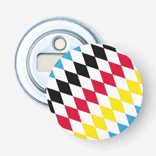 Black Red Yellow Blue Bavaria Diamond Flag Pattern Bottle Opener (Front)