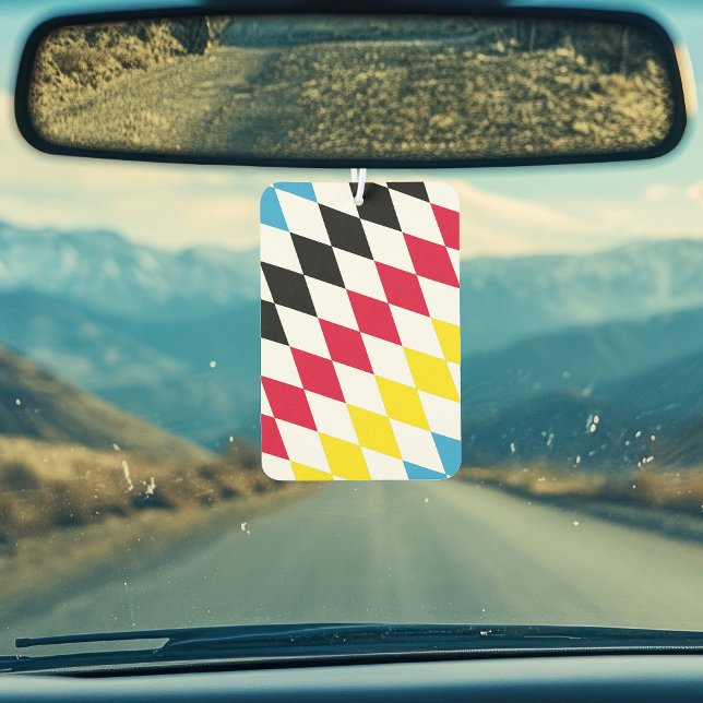 Black Red Yellow Blue Bavaria Diamond Flag Pattern Car Air Freshener (Creator Uploaded)