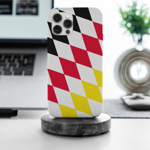Black Red Yellow Blue Bavaria Diamond Flag Pattern iPhone 15 Pro Max Case