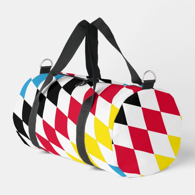 Black Red Yellow Blue Bavaria Diamond Flag Pattern Duffle Bag (Left Corner)