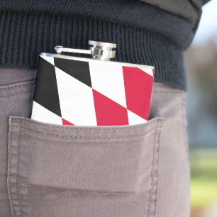 Black Red Yellow Blue Bavaria Diamond Flag Pattern Hip Flask