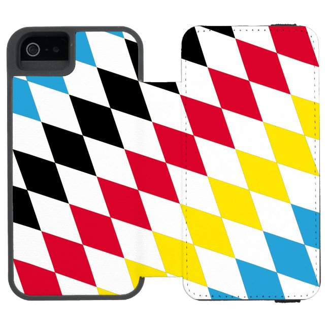 Black Red Yellow Blue Bavaria Diamond Flag Pattern Incipio iPhone Wallet Case (Folio Open)