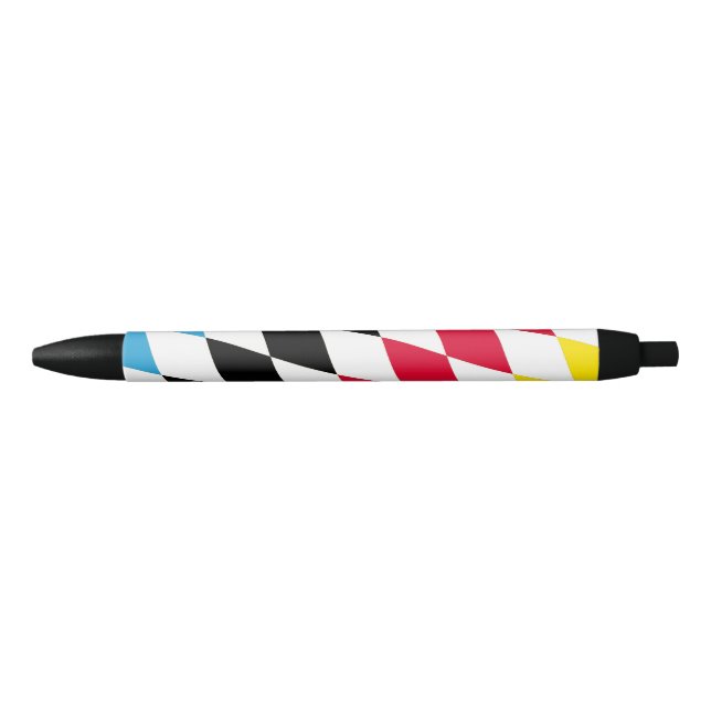 Black Red Yellow Blue Bavaria Diamond Flag Pattern Ink Pen (Front)