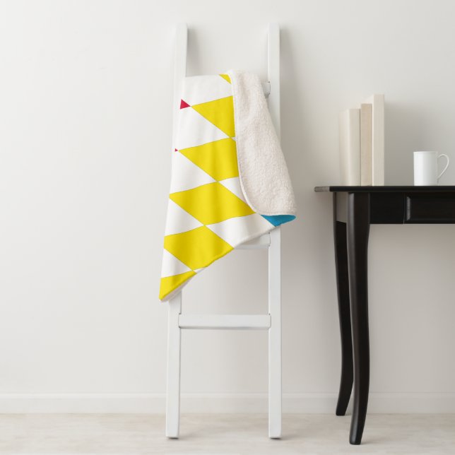 Black Red Yellow Blue Bavaria Diamond Flag Pattern Sherpa Blanket (In Situ)