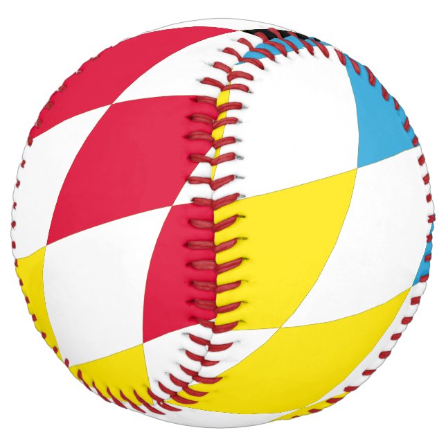 Black Red Yellow Blue Bavaria Diamond Flag Pattern Softball (Angled)