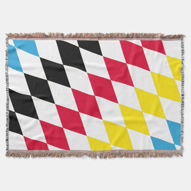 Black Red Yellow Blue Bavaria Diamond Flag Pattern Throw Blanket (Front)