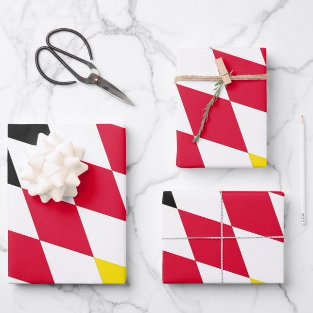 Black Red Yellow Blue Bavaria Diamond Flag Pattern Wrapping Paper Sheet (Front)