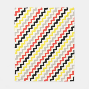 Black Red Yellow Diagonal Zigzag African Pattern Fleece Blanket